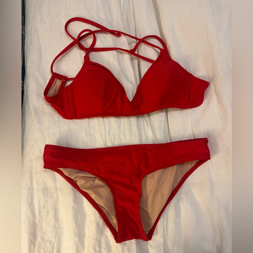 JCrew red bikini